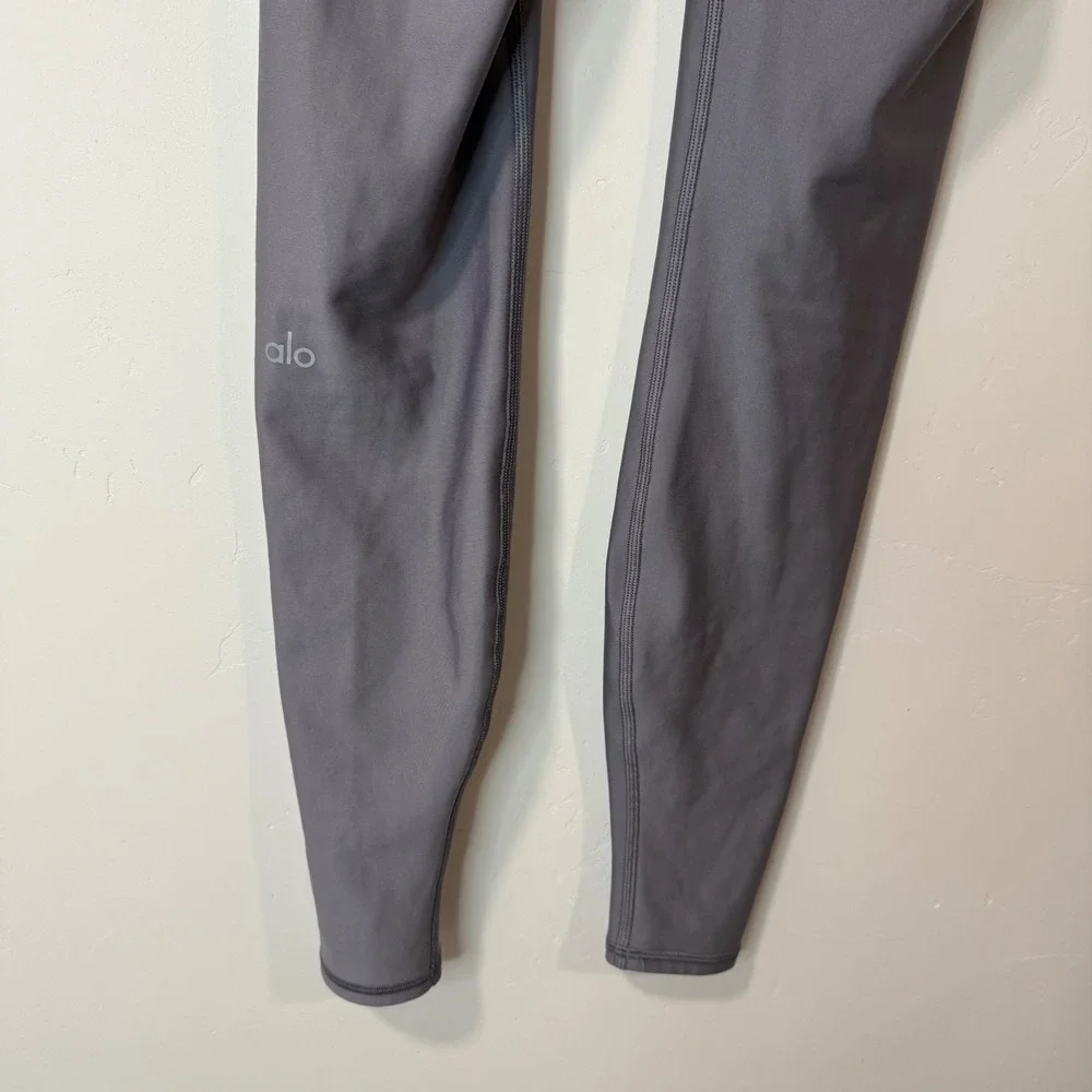 Alo Yoga Womens Leggings XS Gray Silver Winter Warm Airlift High Waist Fleece
